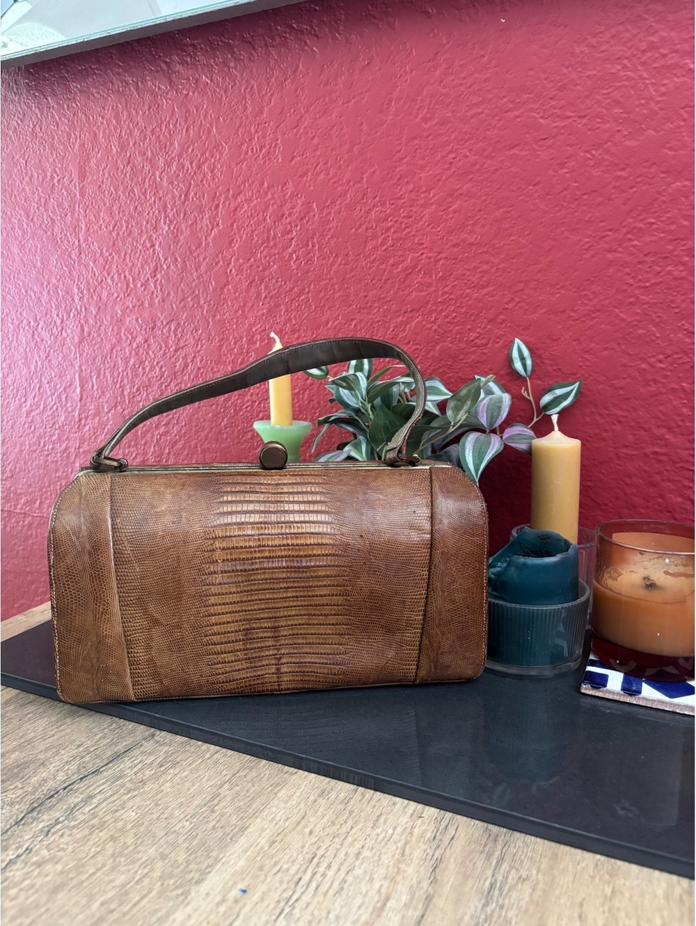 Vintage Genuine Lizard Leather Handbag